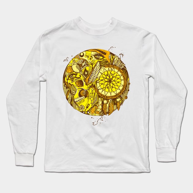 Sorange Skull and Dreamcatcher Circle Long Sleeve T-Shirt by kenallouis